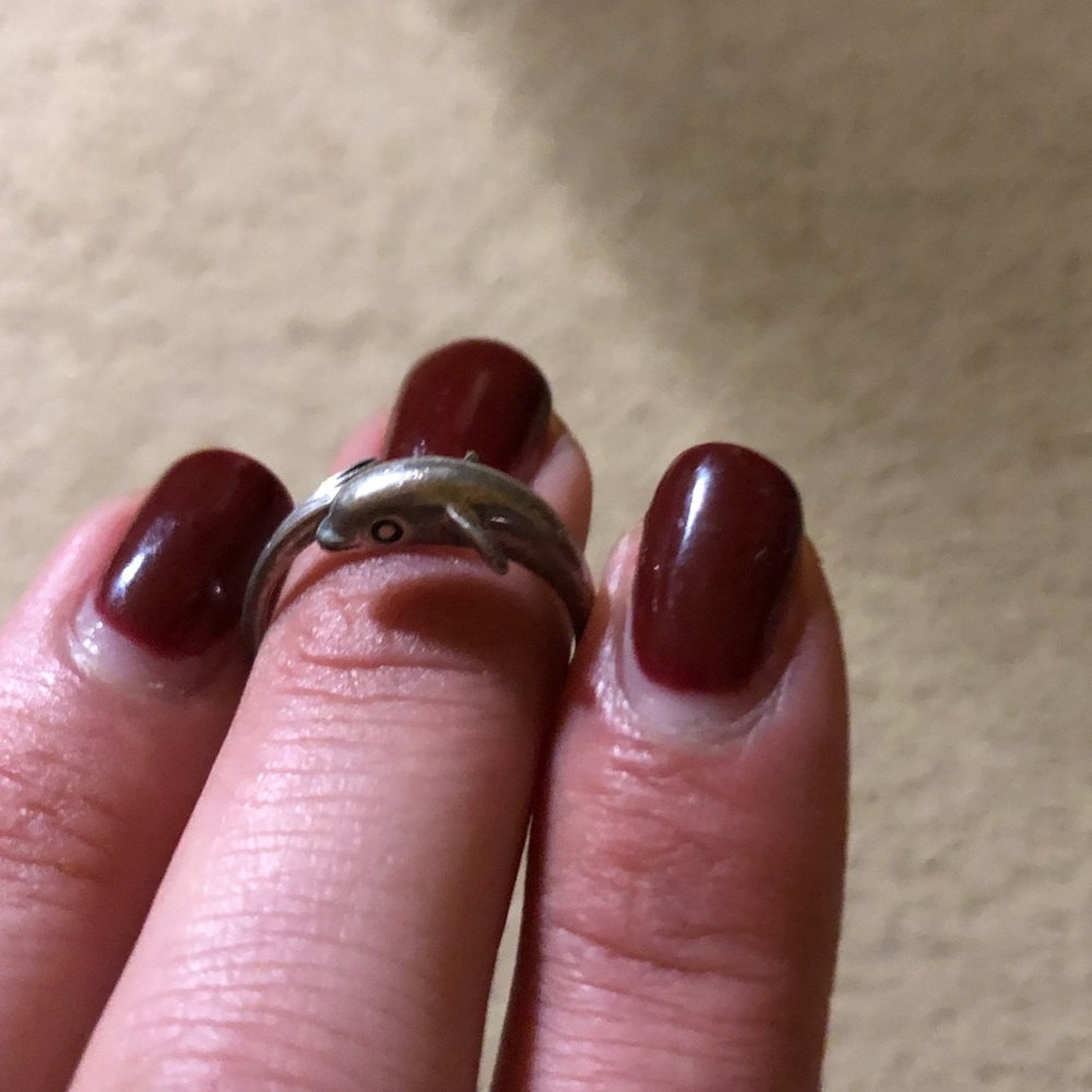 Dolphin sterling silver ring